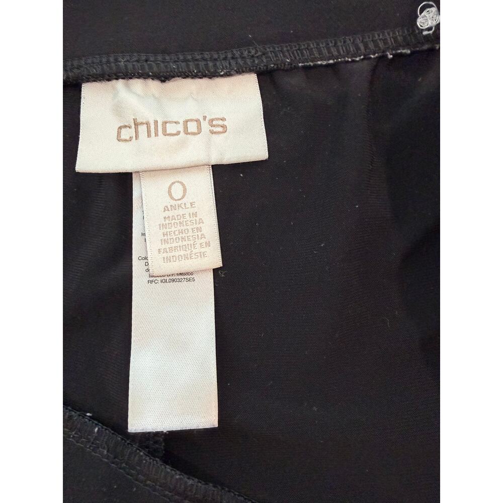 ✨ CHICO’S Black Tulip Front Hem Pull-On Pants 0 US 4 6 Small Stretch Travel 🖤 - Picture 5 of 6